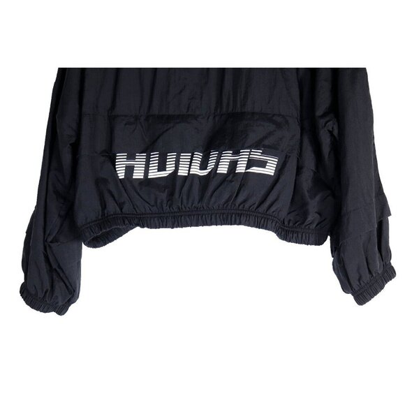 Adidas Women Medium Black Windbreaker Full Zip 3 Stripe Nylon Back Pocket Jacket - Picture 9 of 12